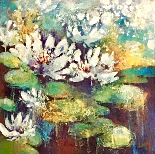 SOLD - WHITE WATER LILIES IN THE SUN