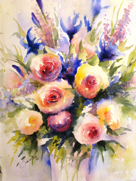 ROSES AND IRIS - SOLD
