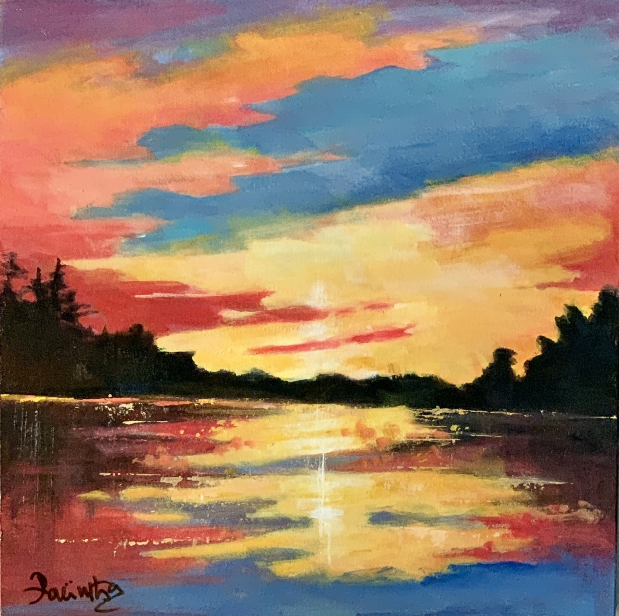 SOLD - SUNSET AT THE LAKE